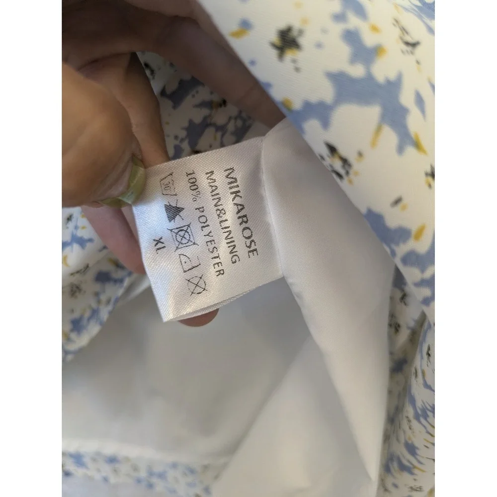 Mikarose A-Line Skirt Women's XL Blue White Floral Modest Knee Length Elastic‎